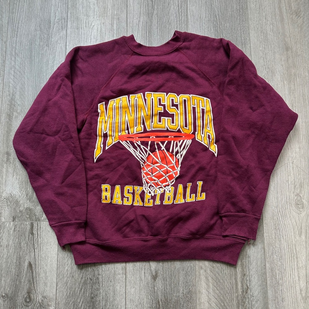 Vintage 90s Minnesota Basketball Sweatshirt Maroon Discus Athletic Medium USA